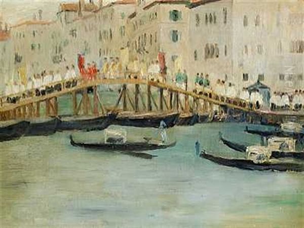 Kirkelig Procession Vandrer Over Canale Grande. Venezia - view 1