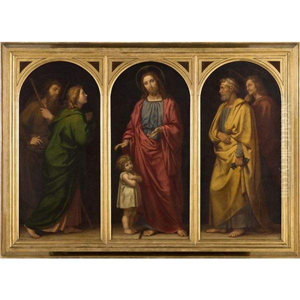 Le Christ Et Un Enfant Entre Saint Pierre Et Saint - view 1