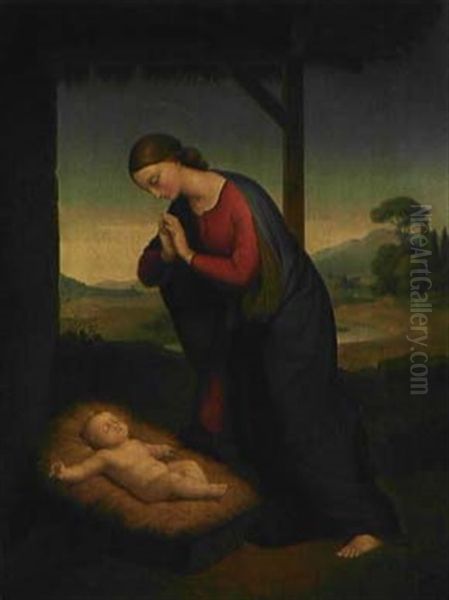 Muttergottes Mit Dem In Einer Krippe Liegenden Schlafenden Jesuskind - view 1