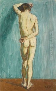 Mannlicher Ruckenakt (male Nude, Back View) by Christian Rohlfs