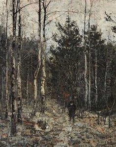Waldweg Im Winter (winter Im Webicht) by Christian Rohlfs