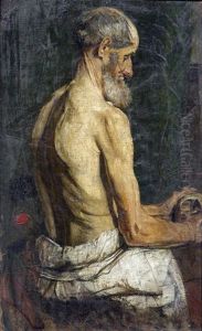 Mannlicher Halbakt Mit Totenschadel by Christian Rohlfs