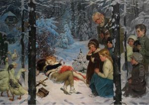 Kinder Im Schnee by Richard Borrmeister