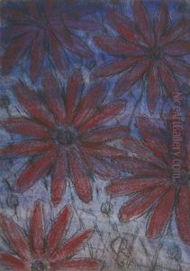 Rote Blumen Auf Blauem Grund Rote Blumen Auf Blauem Grund