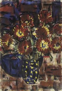 Blumenstilleben Und Blaue Schale by Christian Rohlfs