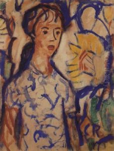 Junges Madchen Mit Sonnenblume by Christian Rohlfs