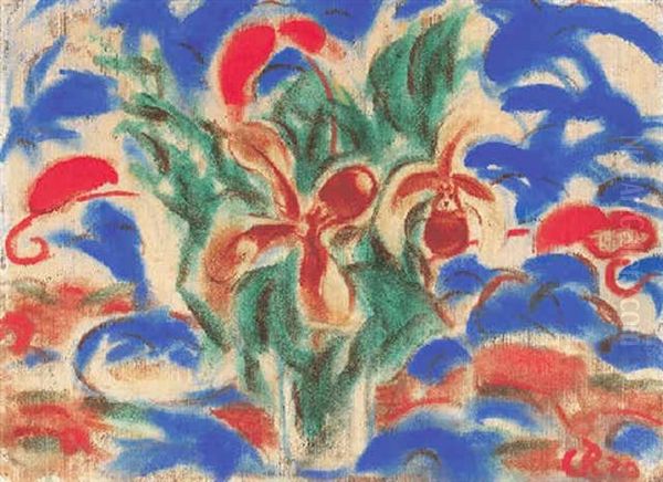 Fraunenschuh Mit Roter Calla Im Glas - view 1