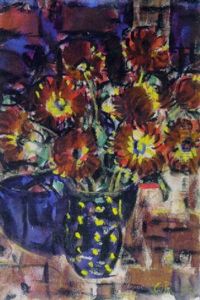 Blumenstilleben Und Blaue Schale by Christian Rohlfs