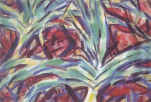 Stilleben Mit Porree Und Roten Rosen by Christian Rohlfs