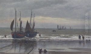 Hastings - Boats Low Water by William Henry Borrow