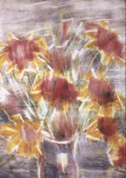 Rotgelbe Blumen Im Krug - view 1
