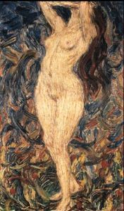 Frauenakt Mit Erhobenen Armen by Christian Rohlfs