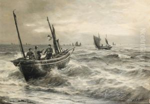 A Seascape At Hastings by William Henry Borrow