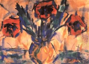 Mohnblumen In Einer Vase by Christian Rohlfs