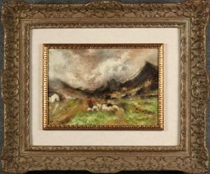Pastore Con Gregge In Montagna by Emilio Borsa