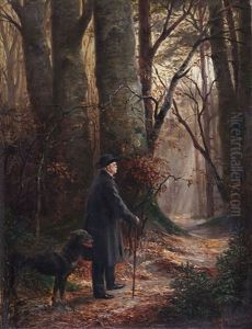 Bismarck With His Pet Mastiff In Sachsenwald by Carl Rohling