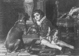 Gib Pfotchen (kleiner Knabe Im Rokokopkostum Mit Seinem Hund Spielend) by Ernst August Roehling
