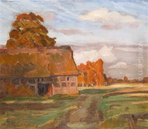 Alte Scheune Im Herbst by Wilhelm Heinrich Rohmeyer