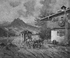 Postkutsche Auf Der Dorfstrase