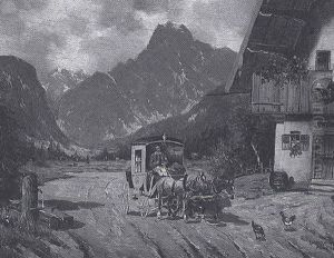 Postkutsche Auf Der Dorfstrase