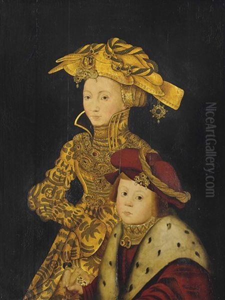 Portrait Of A Lady And Her Son, Traditionally Identified As Sibylle Of Cleves (1512-1554) And One Of Her Sons: The Lady - view 1