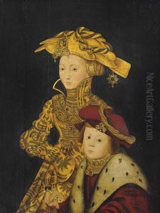 Portrait Of A Lady And Her Son, Traditionally Identified As Sibylle Of Cleves (1512-1554) And One Of Her Sons: The Lady by Franz Wolfgang Rohrich