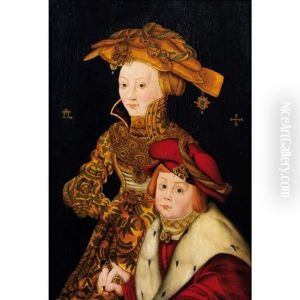 Portrait De La Princesse Sophie Et Du Prince Johann De Saxe (?) by Franz Wolfgang Rohrich