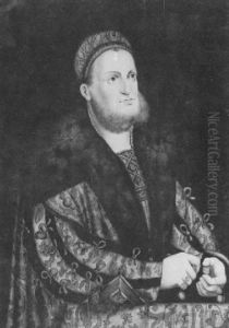 Portrait Of A Gentleman Wearing An Embroidered Gold Robe Trimmed With Fur And An Embroidered Gold Bonnet by Franz Wolfgang Rohrich