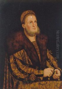 Portrait Of A Gentleman Wearing A Richly Embroidered Gold Robe Trimmed With Fur by Franz Wolfgang Rohrich
