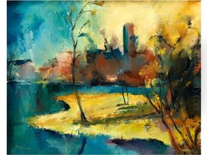 Seelandschaft Mit Blick Auf Eine Burg by Wolf Roehricht