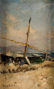 Pescadores Y Barca Varada by Joan Roig Soler