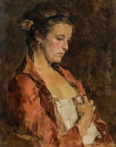 Portrait Of A Woman by Fritz (Friedrich) Rojka