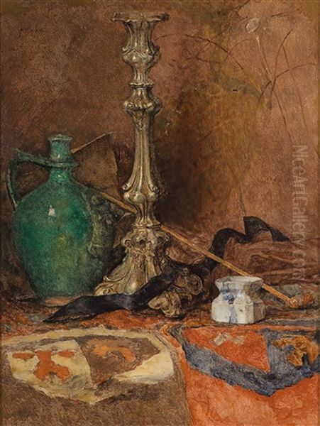 Still Life With Candlestick, Flagon And Pipe - view 1