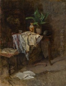 Stillleben Mit Blattpflanze by Fritz (Friedrich) Rojka