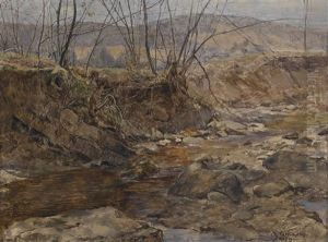 Bachlandschaft by Fritz (Friedrich) Rojka