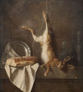 Nature Morte Au Lievre Et Aux Bouteilles