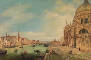 Invenedig, Blick Auf Den Canale Grande Mit Santa Maria Della Saluteam Rechten Bildrand