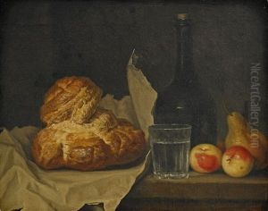 Still Life With Bread, Fruit, Water Glass And Bottle Still Life With Bread, Fruit, Water Glass And Bottle
