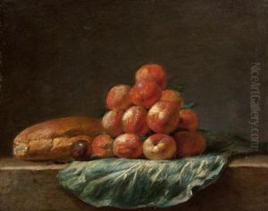 Still Life With Loaf Of Bread, A Plum And Peaches Still Life With Loaf Of Bread, A Plum And Peaches