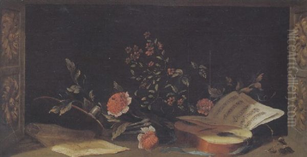 Stilleben Mit Blumen, Gitarre Und Noten - view 1