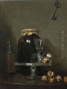 Stilleben Mit Mehreren Gl,sern Und Geb,ck by Henri Horace Roland de la Porte