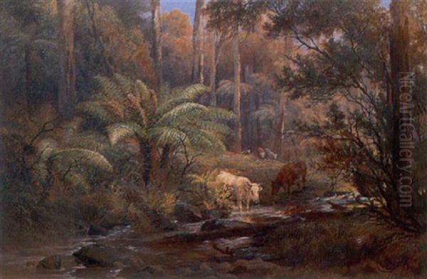 Cattle At A Stream - view 1