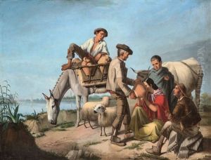 Spanische Hirten Bei Der Rast by Jose Roldan Y Martinez
