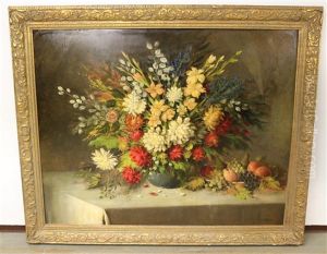Stillleben Mit Blumen Und Fruchten by Viktor Rolin