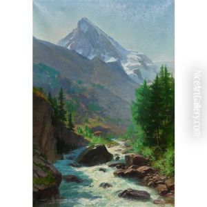 Gebirgsbach Mit Dent Blanche by Marie Rolle