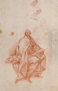 Figure Of A (bishop?) Saint, A Further Study For The Same Figure And Two Sketches Of A Hand(recto)