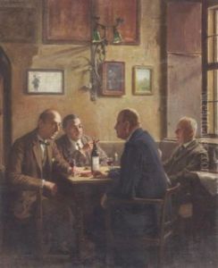 Weimarer Herren In Angeregtem Gesprach by Josef Rolletschek