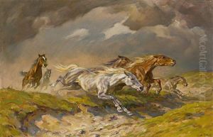 Sturmende Pferde by Alfred Roloff
