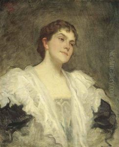 A Portrait Of The Singer Lady Lillian June Henschel (nee Bailey) by Julius Rolshoven