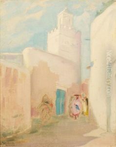 Rue Animee A Kairouan by Julius Rolshoven